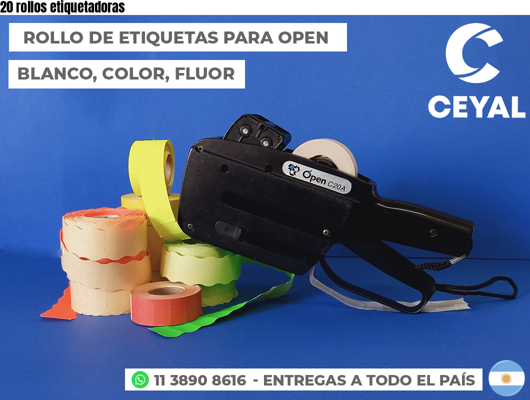 20 rollos etiquetadoras
