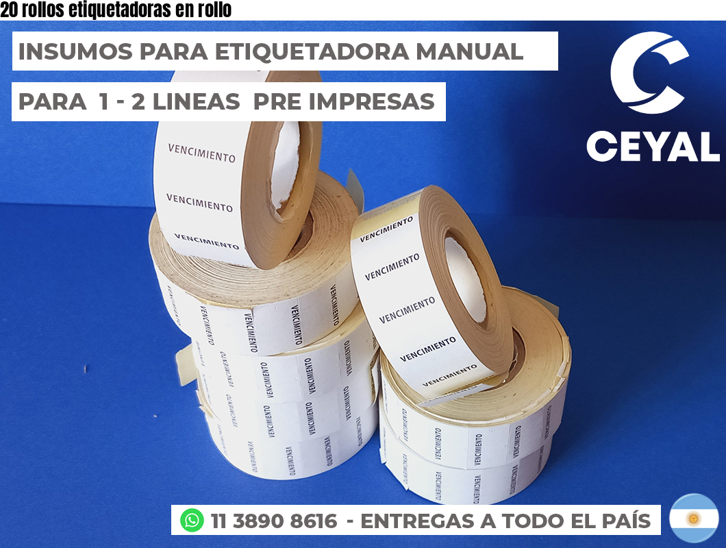 20 rollos etiquetadoras en rollo