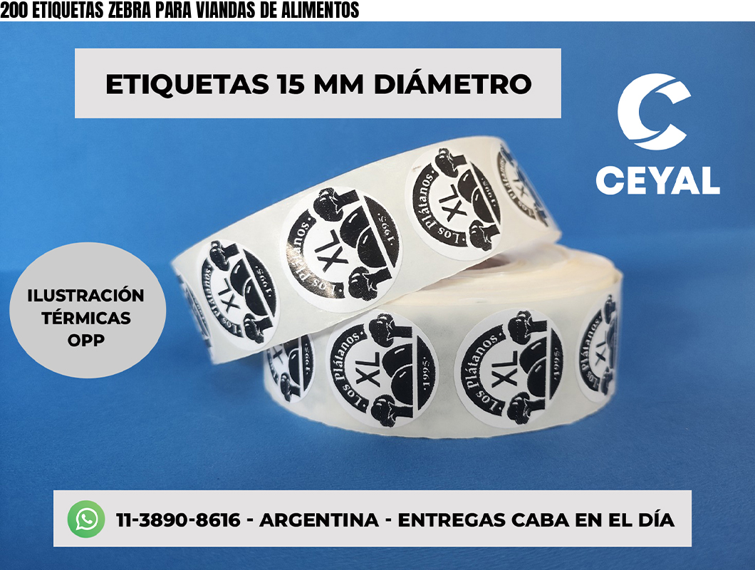 200 ETIQUETAS ZEBRA PARA VIANDAS DE ALIMENTOS