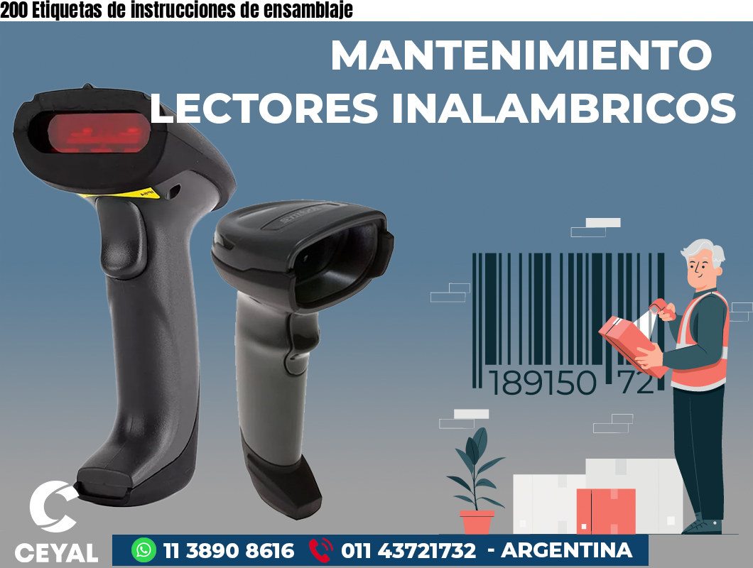 200 Etiquetas de instrucciones de ensamblaje