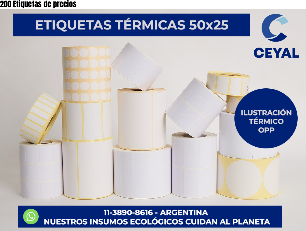 200 Etiquetas de precios
