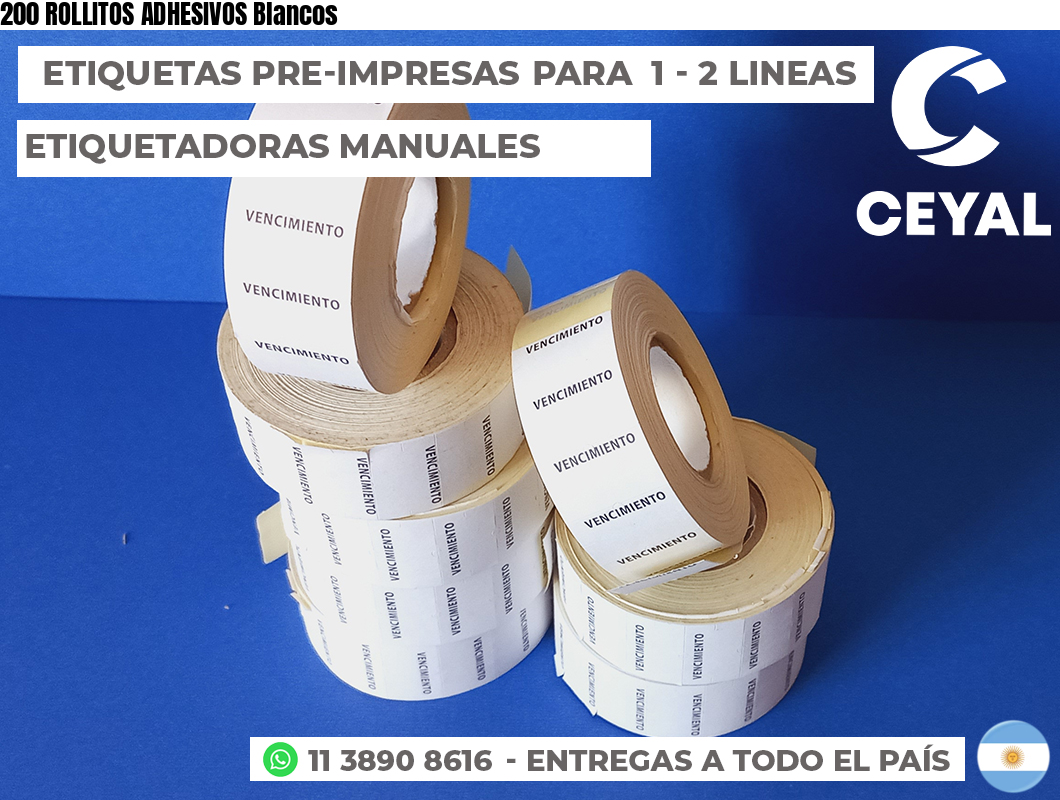 200 ROLLITOS ADHESIVOS Blancos