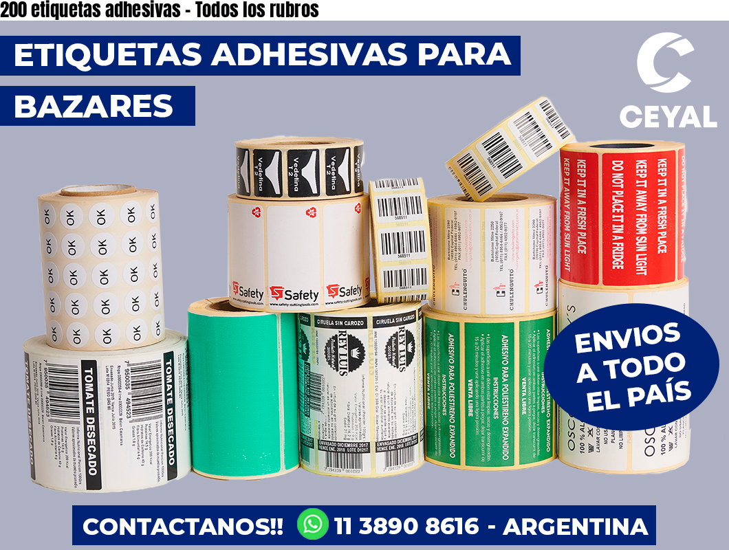 200 etiquetas adhesivas - Todos los rubros