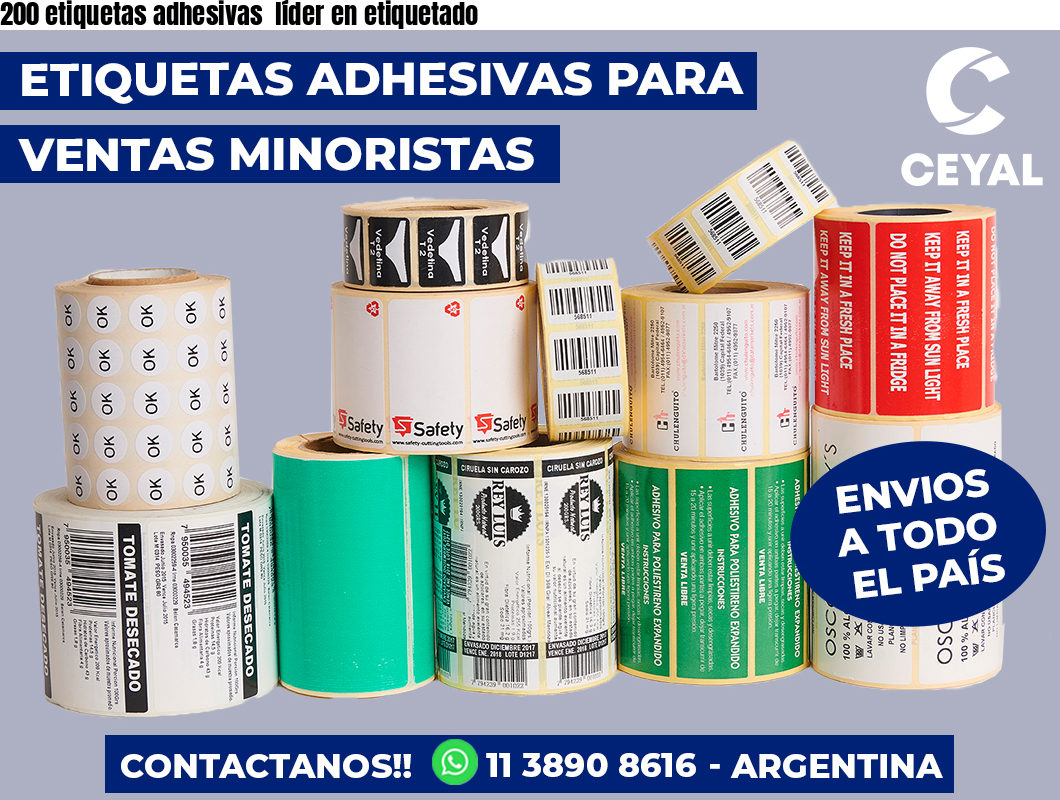 200 etiquetas adhesivas  líder en etiquetado