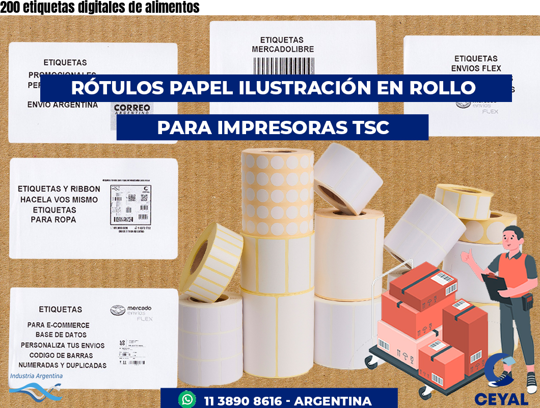 200 etiquetas digitales de alimentos