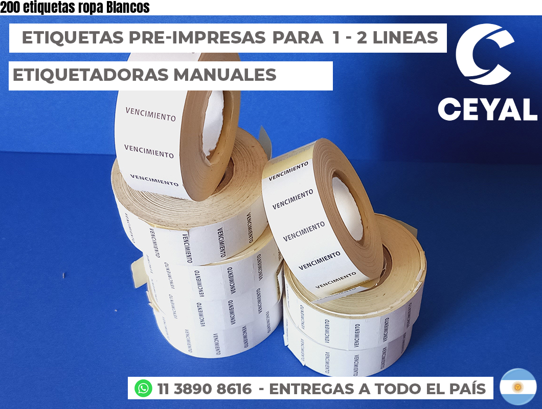 200 etiquetas ropa Blancos