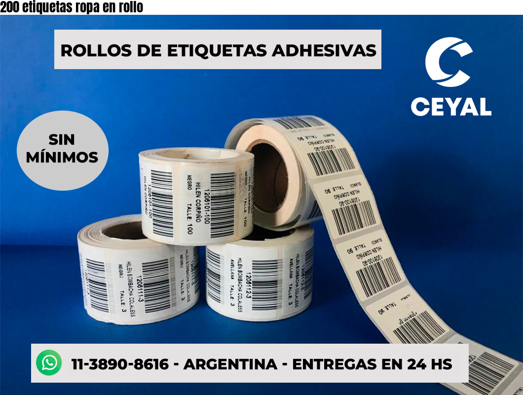 200 etiquetas ropa en rollo