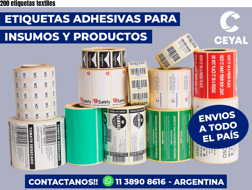 200 etiquetas textiles