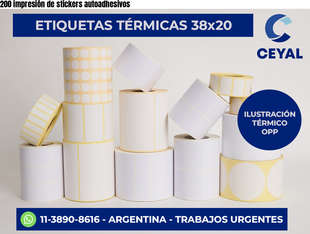 200 impresión de stickers autoadhesivos