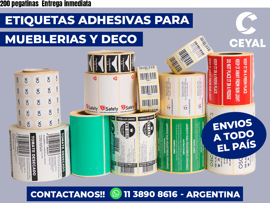 200 pegatinas  Entrega inmediata