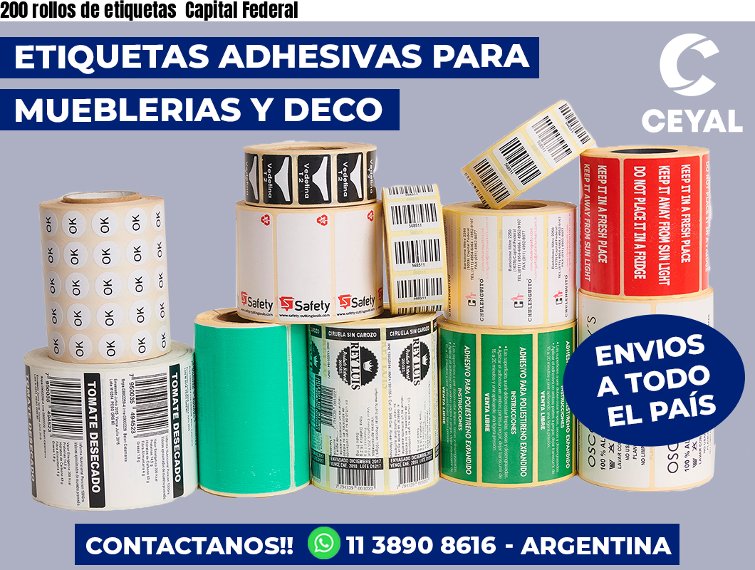 200 rollos de etiquetas Capital Federal