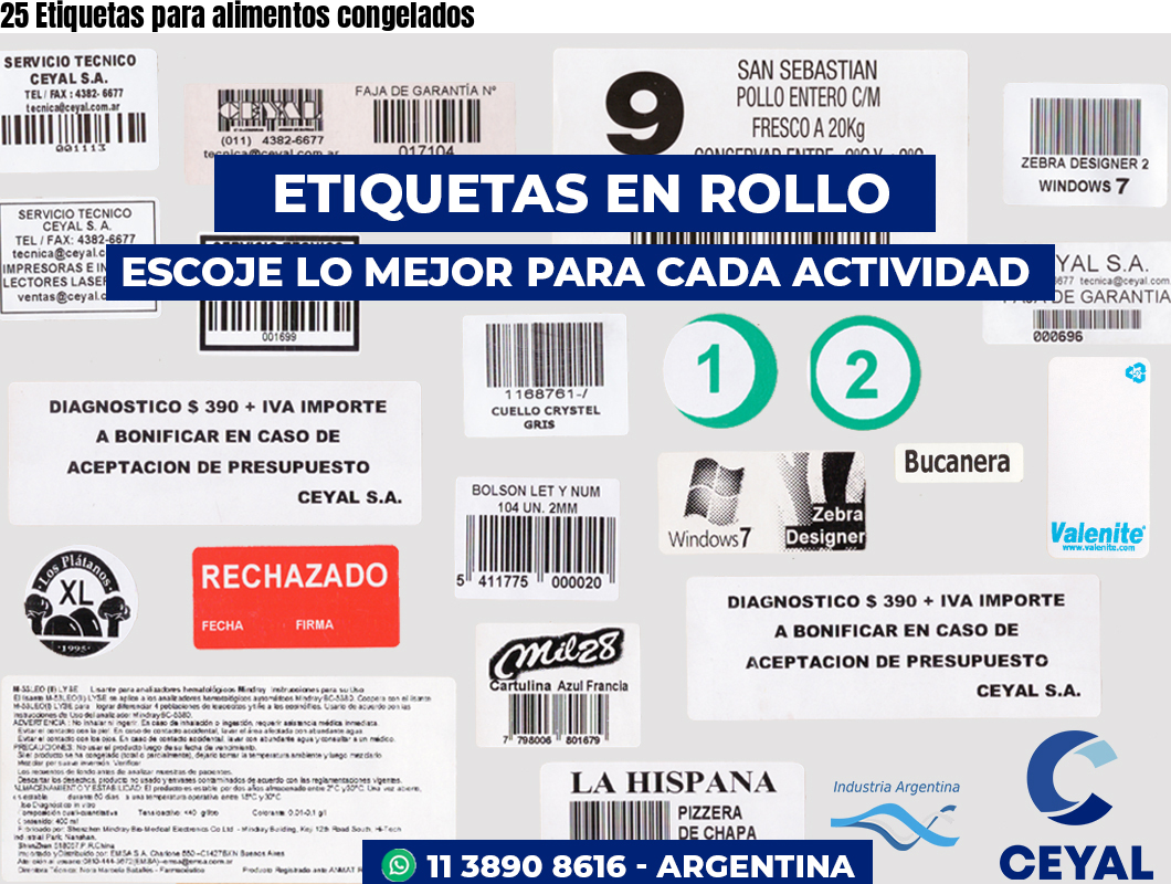 25 Etiquetas para alimentos congelados