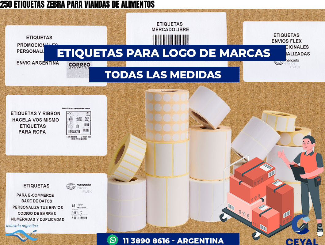 250 ETIQUETAS ZEBRA PARA VIANDAS DE ALIMENTOS