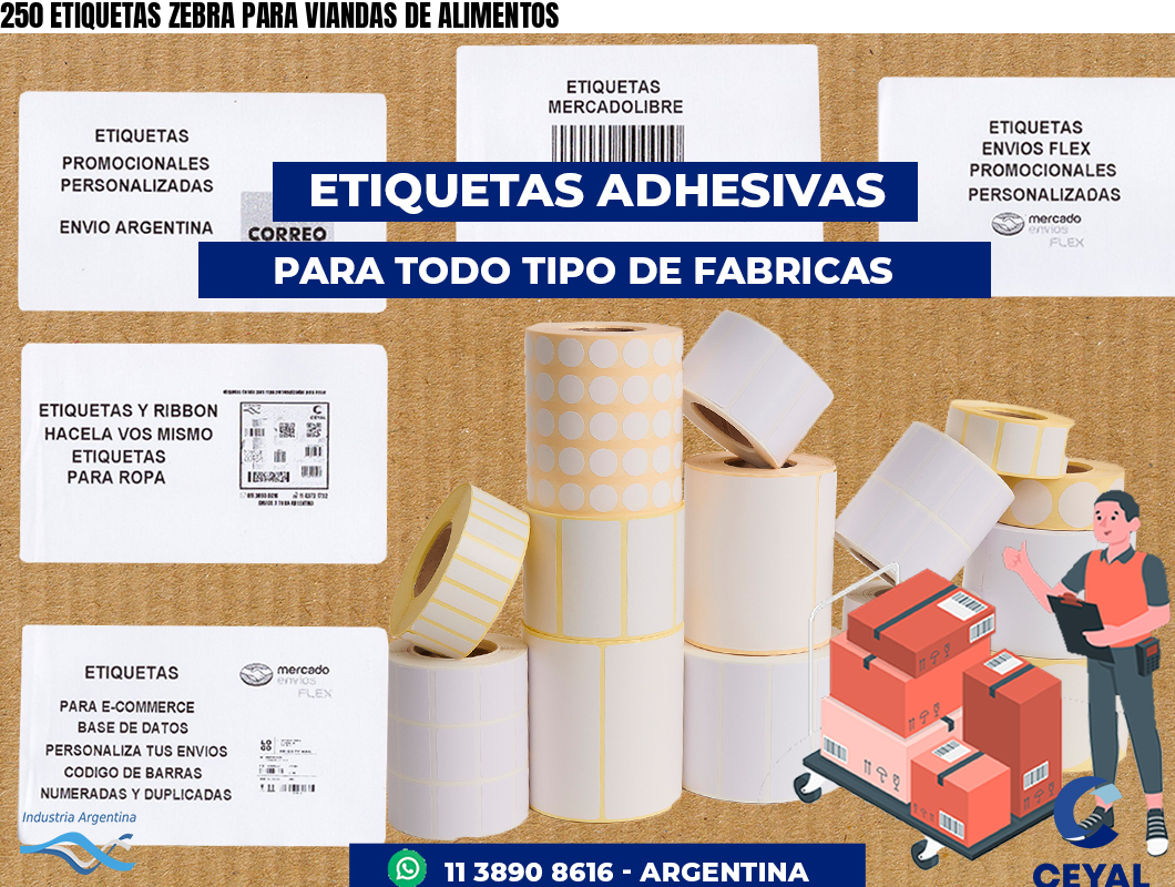 250 ETIQUETAS ZEBRA PARA VIANDAS DE ALIMENTOS
