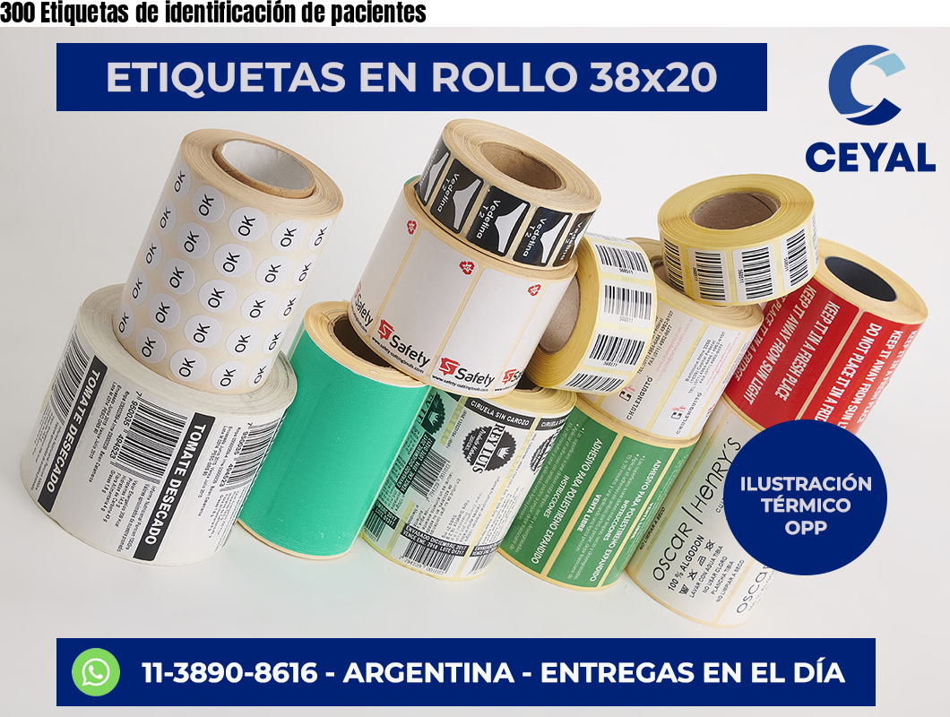 300 Etiquetas de identificación de pacientes