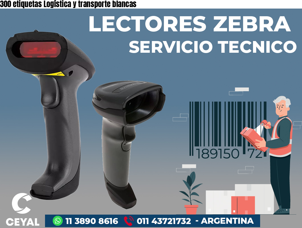 300 etiquetas Logística y transporte blancas