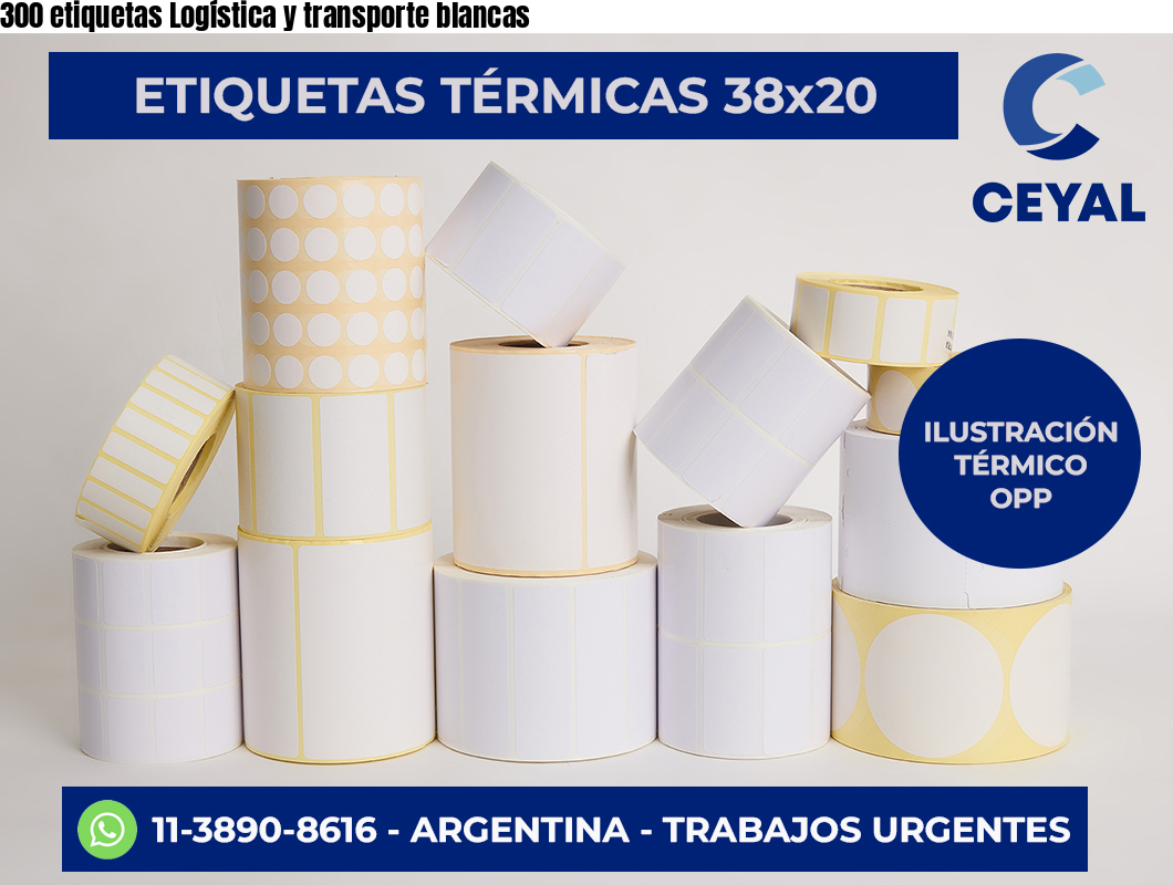 300 etiquetas Logística y transporte blancas