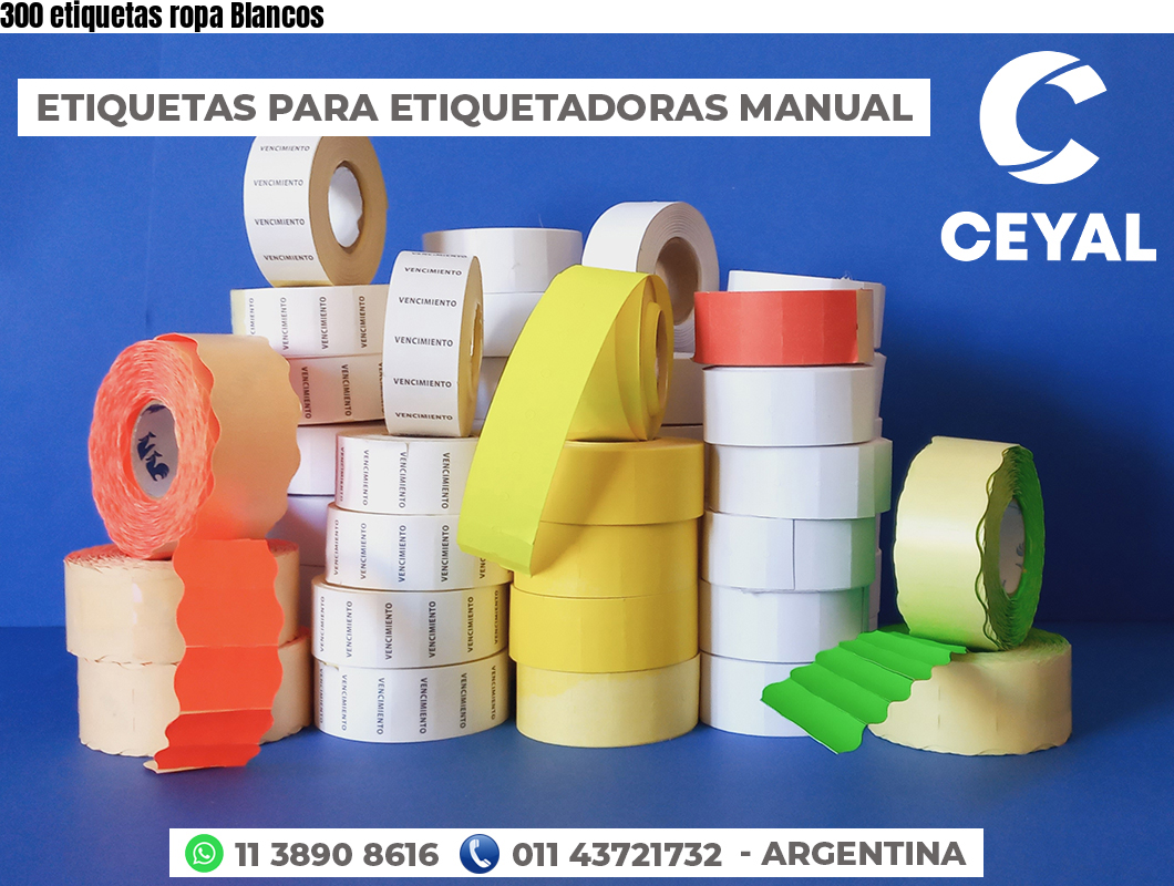 300 etiquetas ropa Blancos