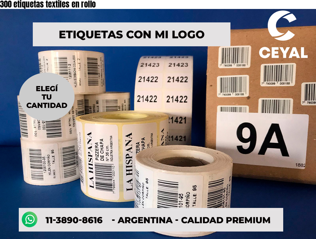 300 etiquetas textiles en rollo