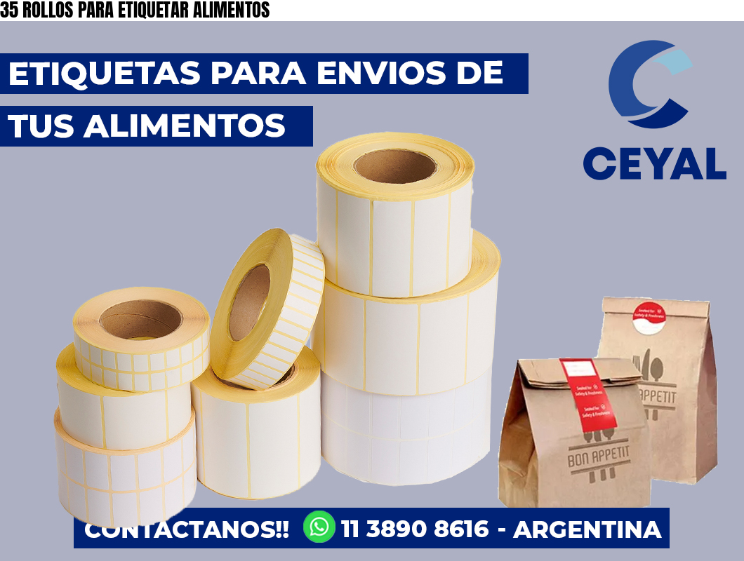 35 ROLLOS PARA ETIQUETAR ALIMENTOS