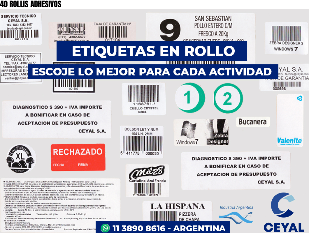 40 ROLLIS ADHESIVOS