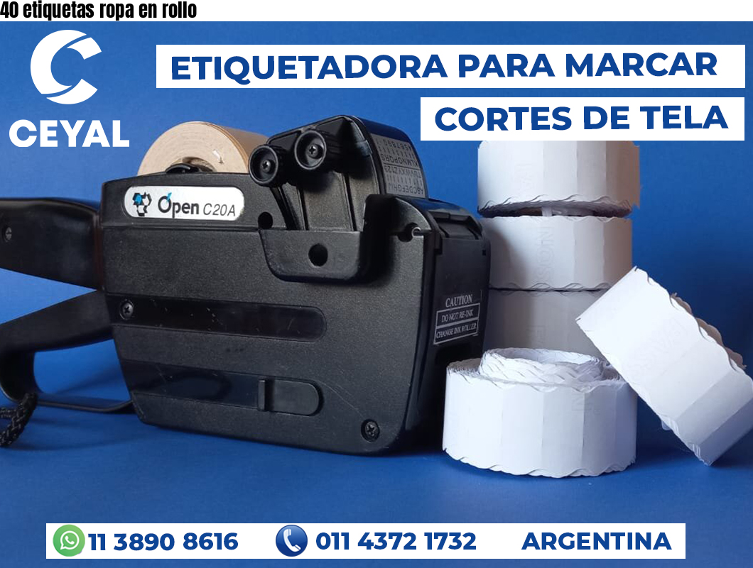 40 etiquetas ropa en rollo