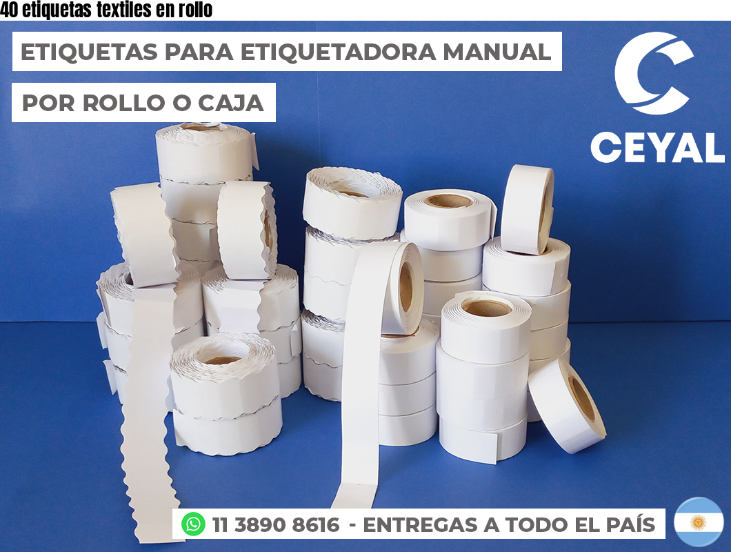 40 etiquetas textiles en rollo