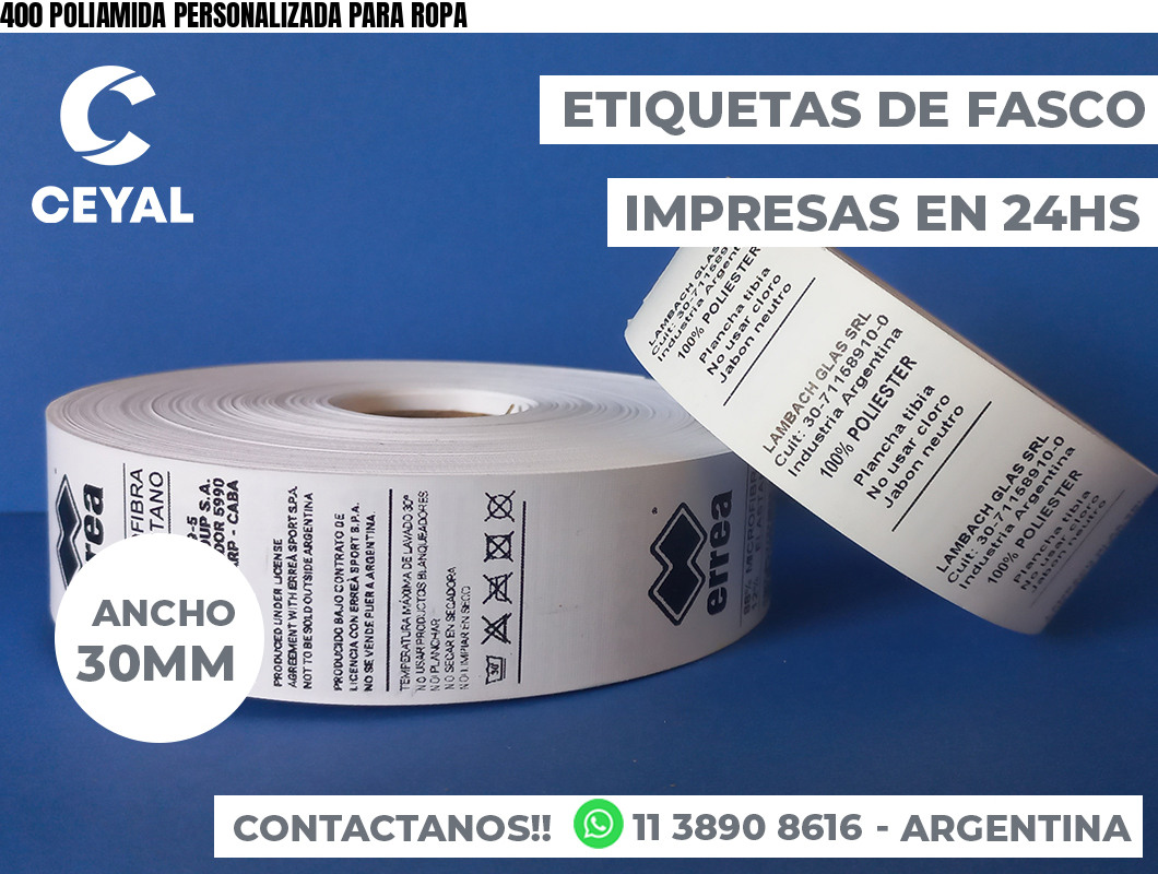 400 POLIAMIDA PERSONALIZADA PARA ROPA