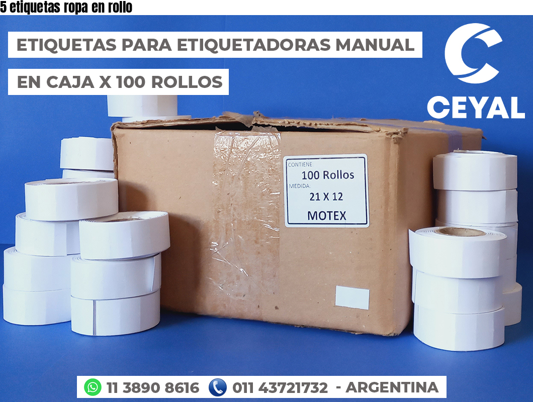 5 etiquetas ropa en rollo