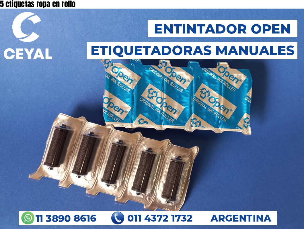 5 etiquetas ropa en rollo