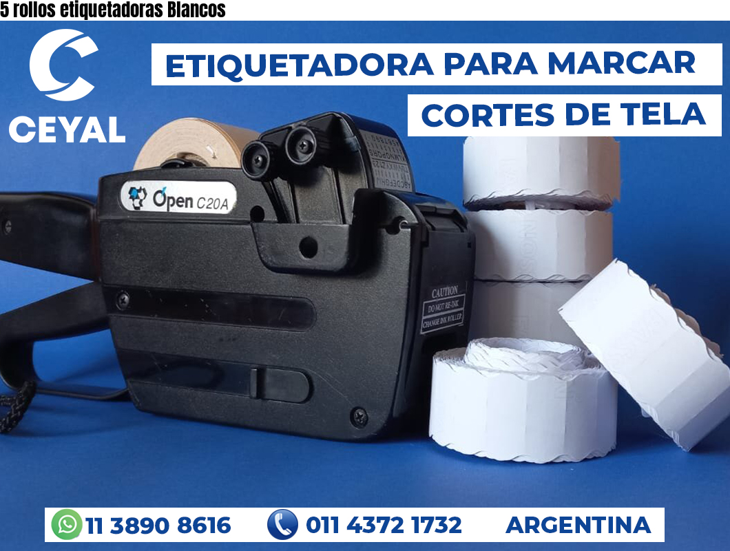 5 rollos etiquetadoras Blancos