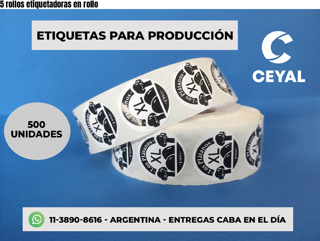 5 rollos etiquetadoras en rollo