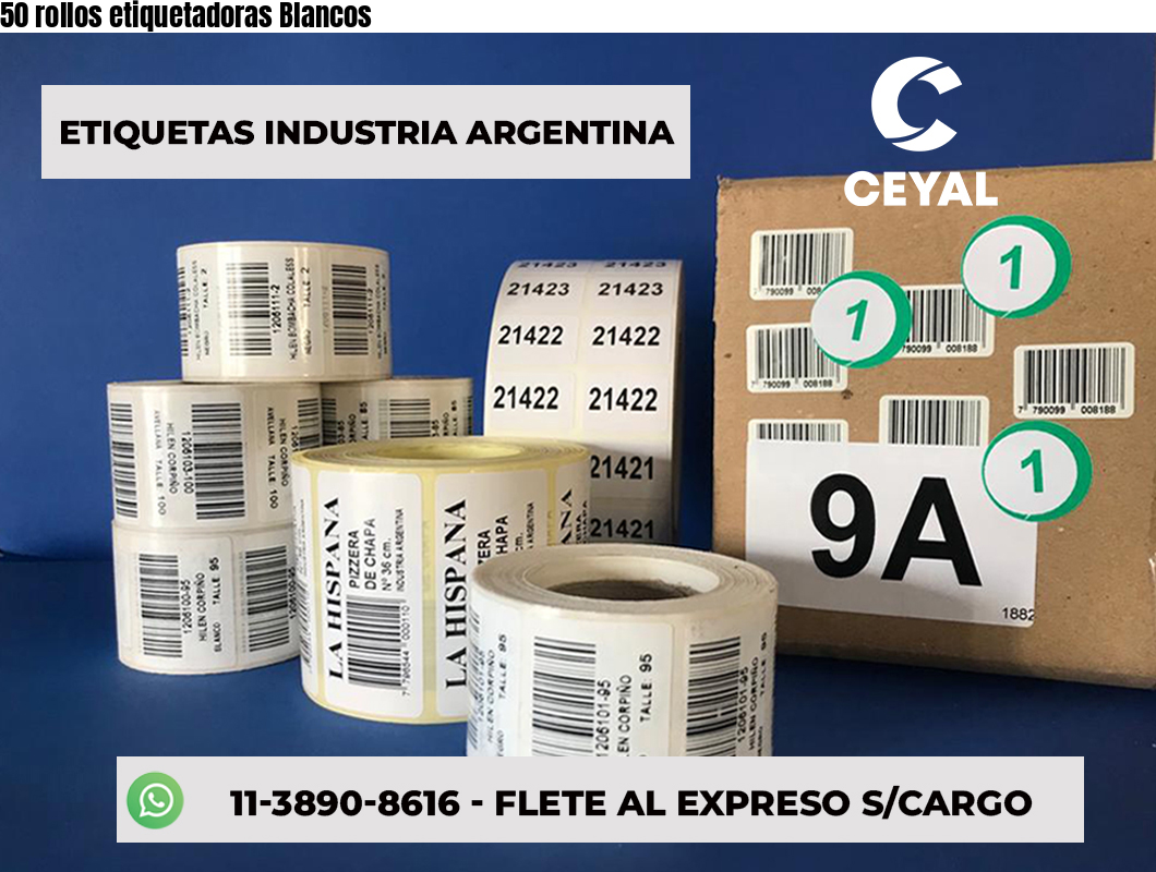 50 rollos etiquetadoras Blancos