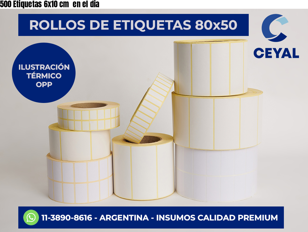 500 Etiquetas 6×10 cm  en el dia