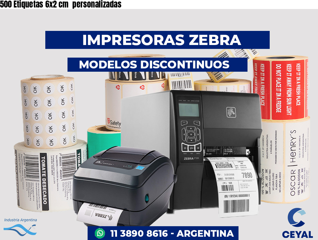500 Etiquetas 6x2 cm personalizadas