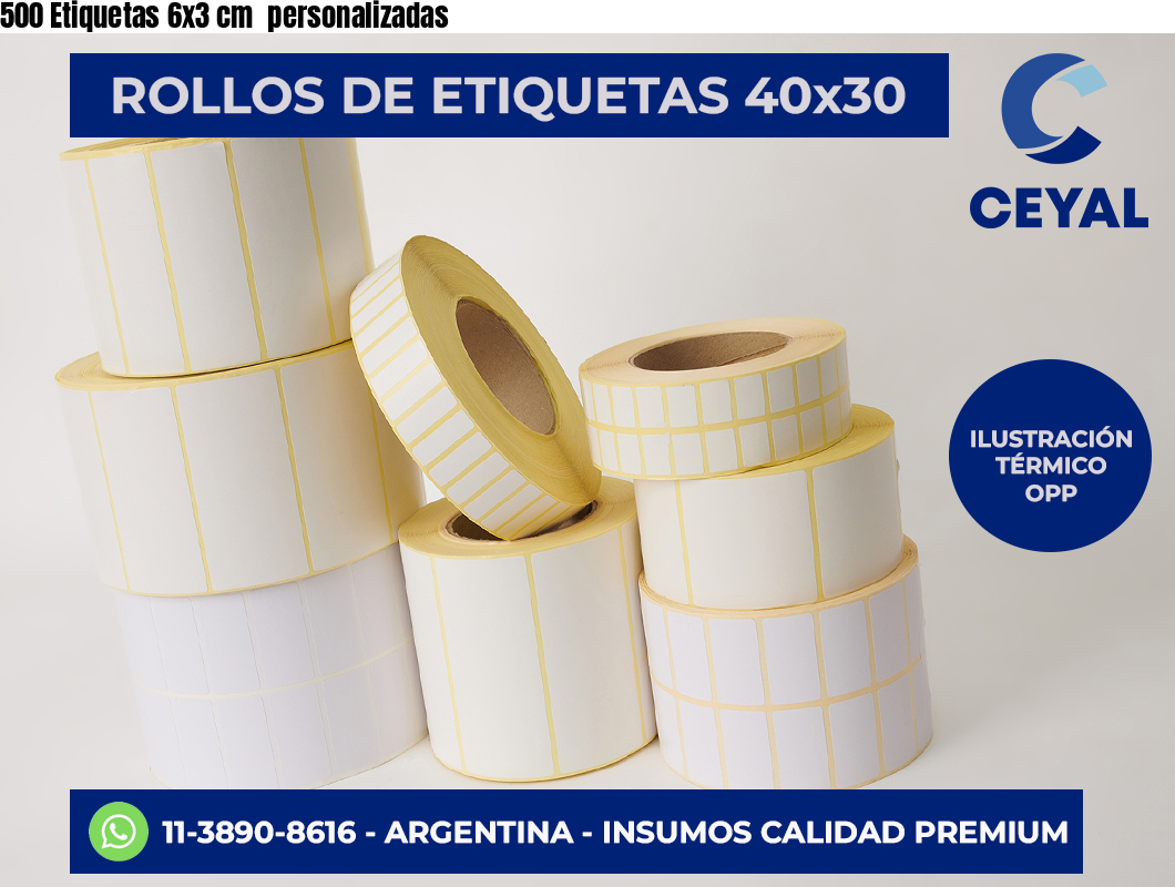 500 Etiquetas 6×3 cm  personalizadas