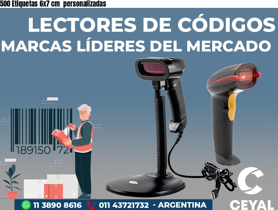 500 Etiquetas 6x7 cm  personalizadas