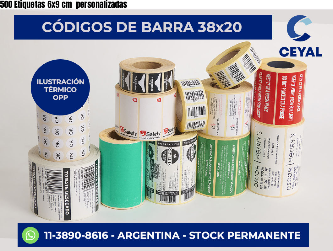 500 Etiquetas 6×9 cm  personalizadas