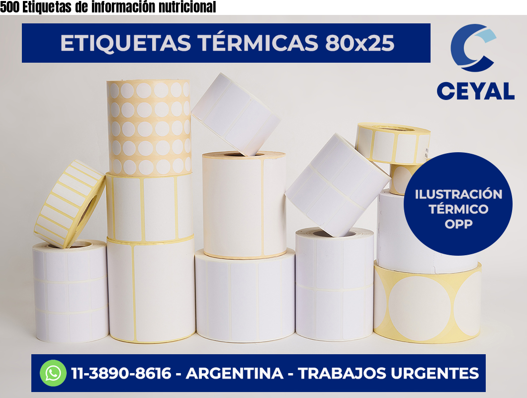 500 Etiquetas de información nutricional