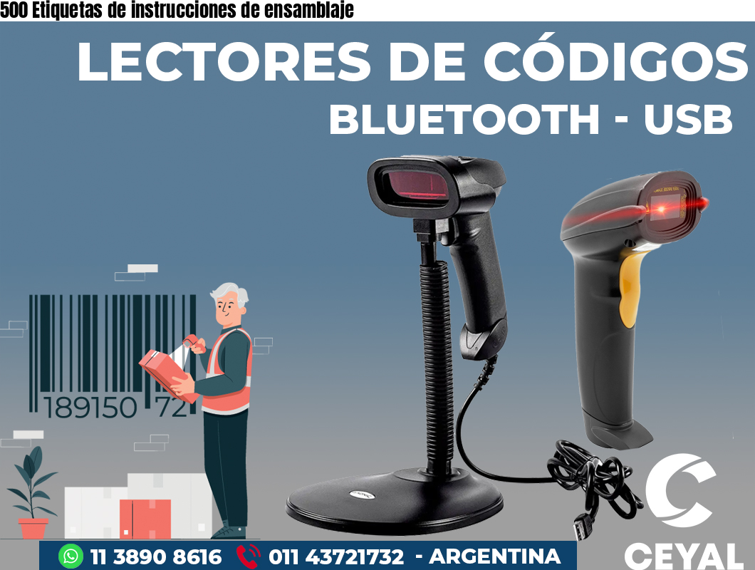 500 Etiquetas de instrucciones de ensamblaje