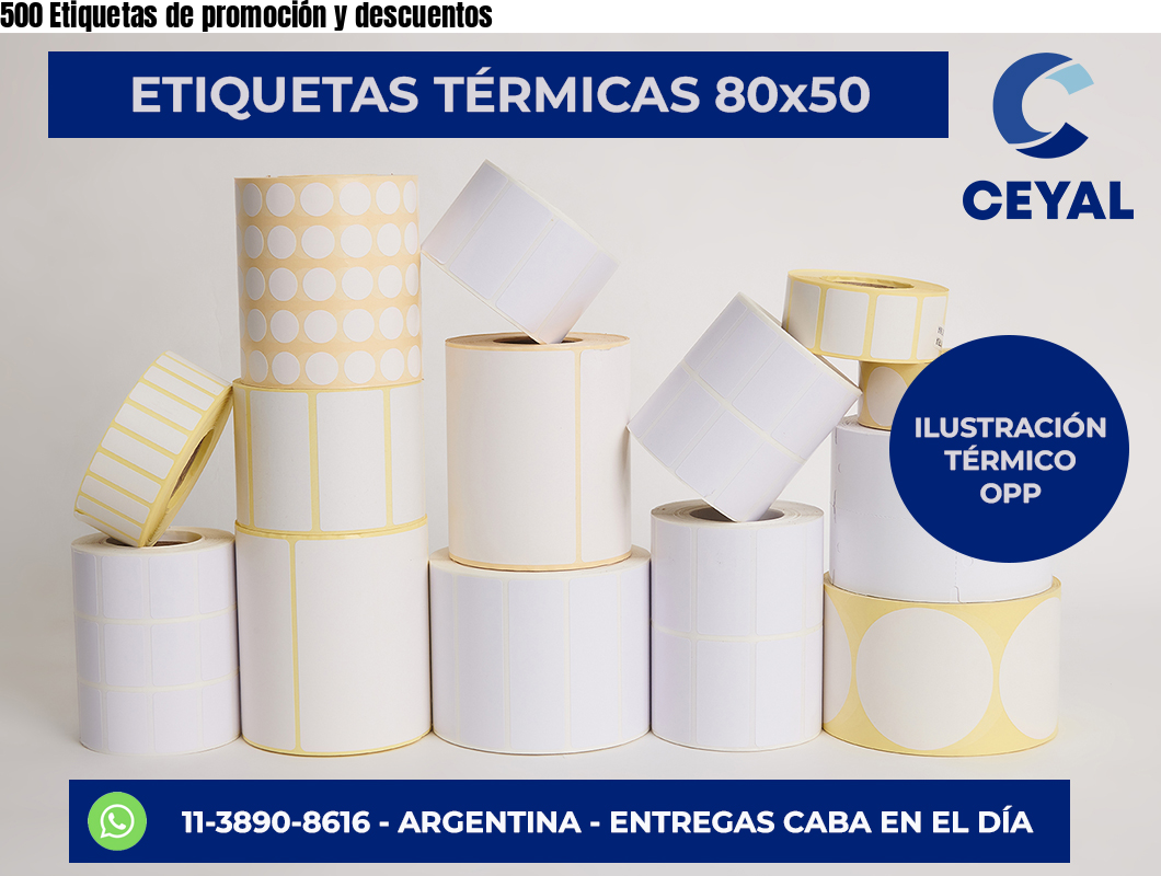 500 Etiquetas de promoción y descuentos