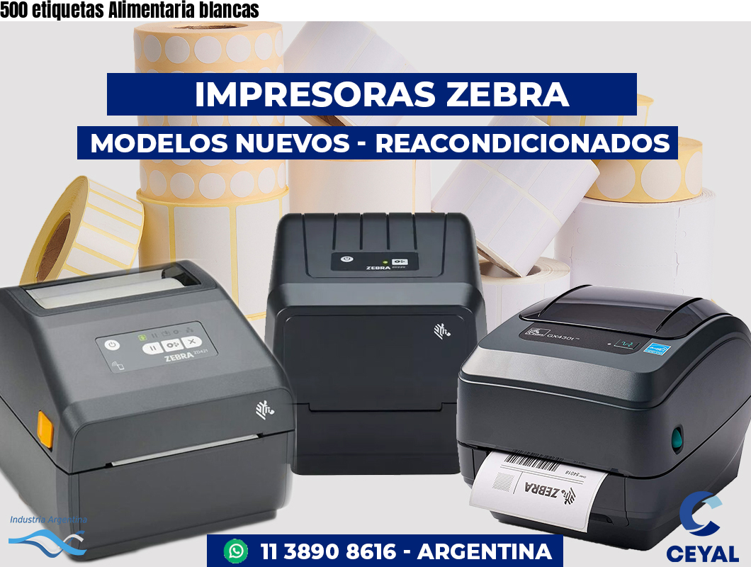 500 etiquetas Alimentaria blancas
