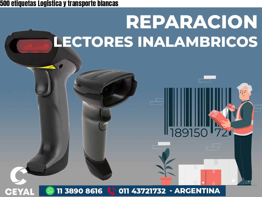 500 etiquetas Logística y transporte blancas