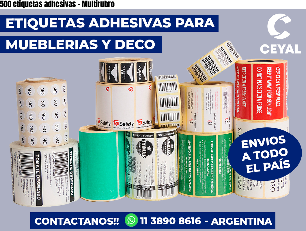 500 etiquetas adhesivas - Multirubro