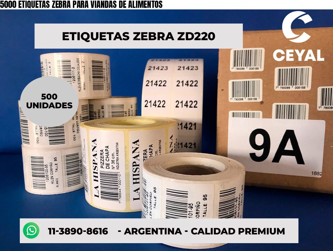 5000 ETIQUETAS ZEBRA PARA VIANDAS DE ALIMENTOS
