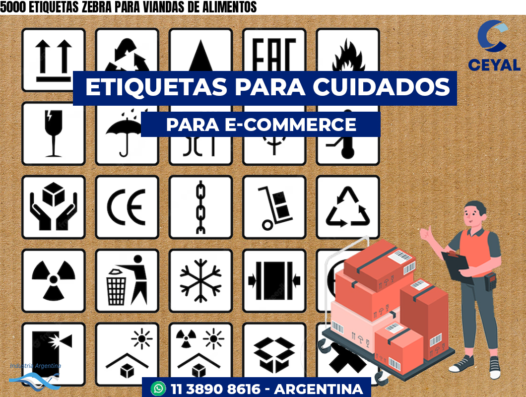 5000 ETIQUETAS ZEBRA PARA VIANDAS DE ALIMENTOS