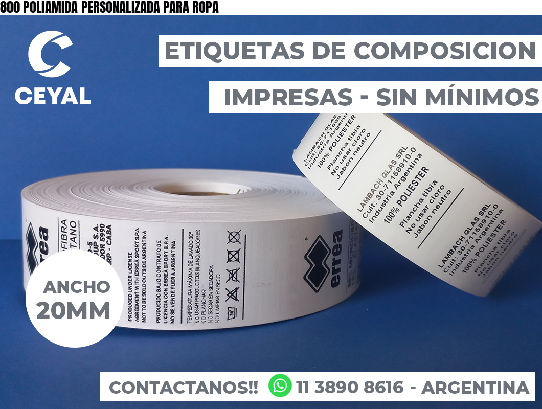 800 POLIAMIDA PERSONALIZADA PARA ROPA