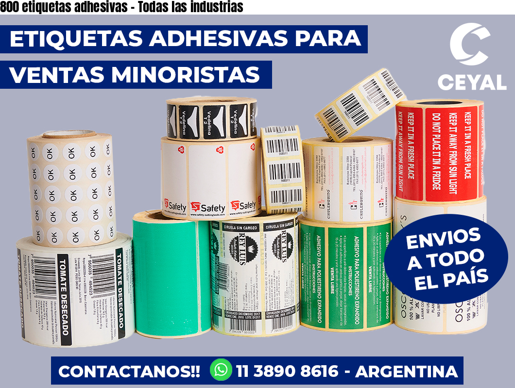 800 etiquetas adhesivas - Todas las industrias