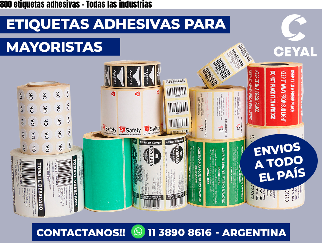 800 etiquetas adhesivas - Todas las industrias