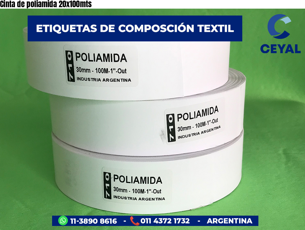 Cinta de poliamida 20x100mts